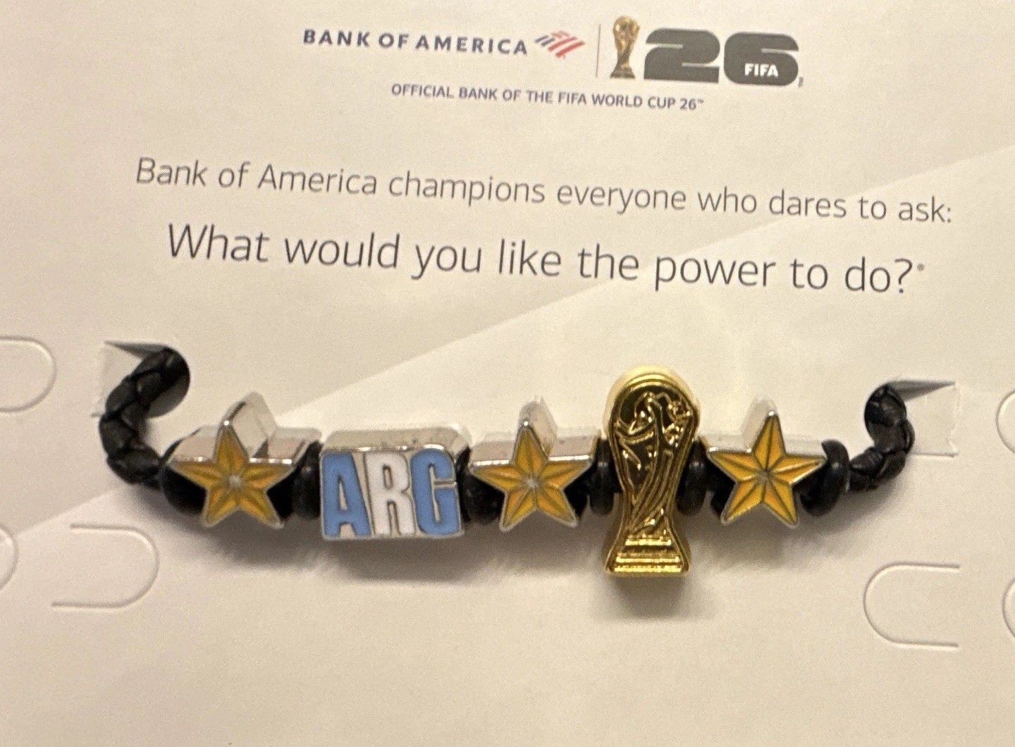FIFA ARG Cord Bead Charm Bracelet Charms Gold Star Beads Sports.