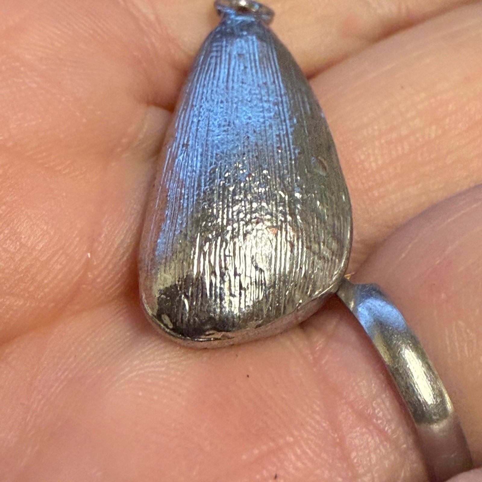 Silver Tone Smoky Grey Faceted Glass Teardrop Pendant Rhinestone Accent 1.25″