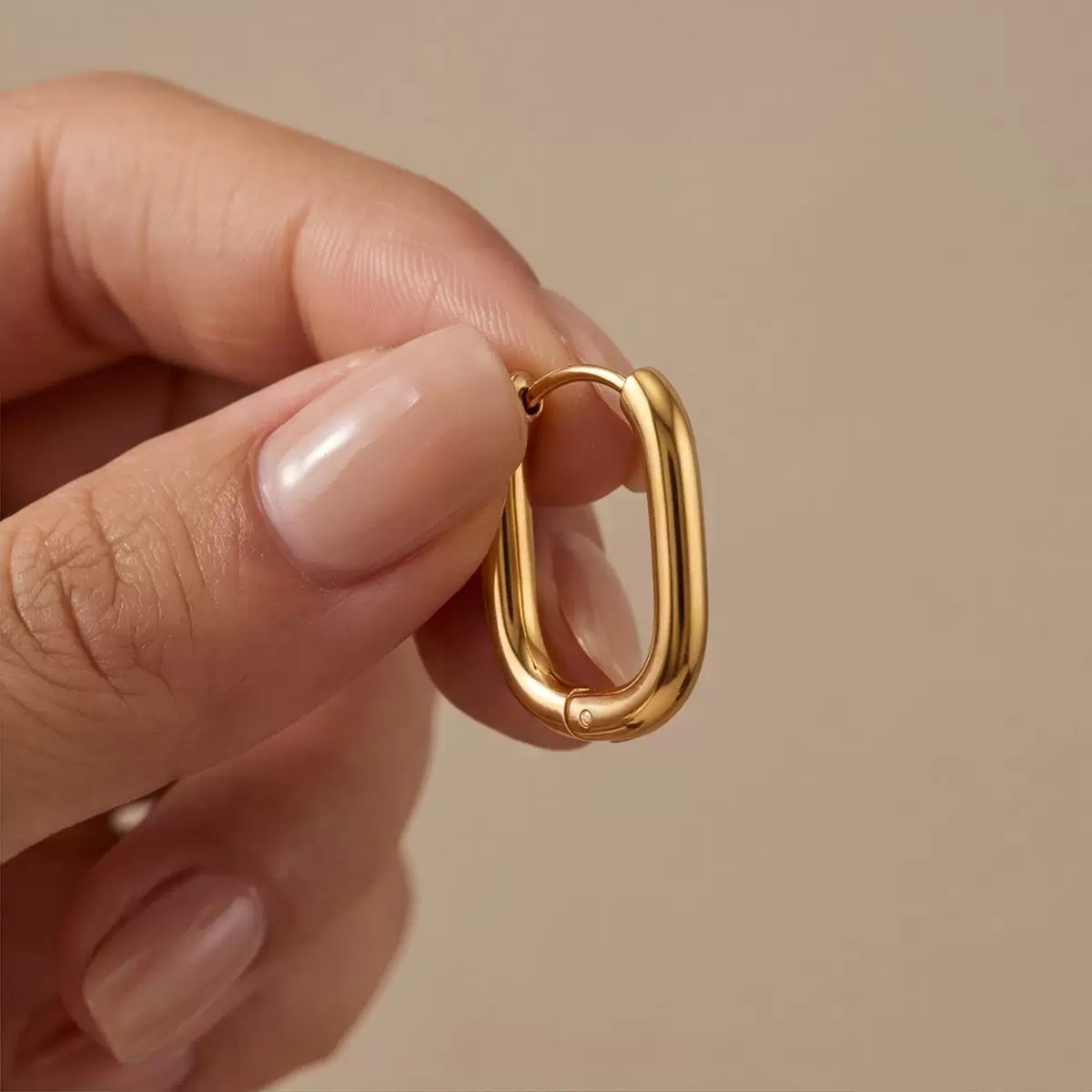 Women Surgical Steel Small Oval Huggie Hoop Earrings Trendy Jewelry Gift For Her