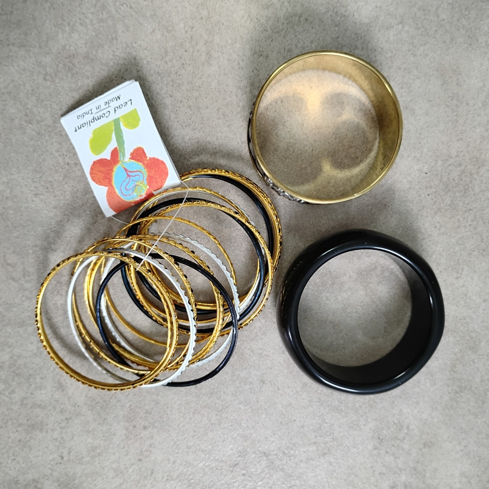 Bangle Bracelet Lot Metal Plastic Resin Studs Silvertone Goldtone