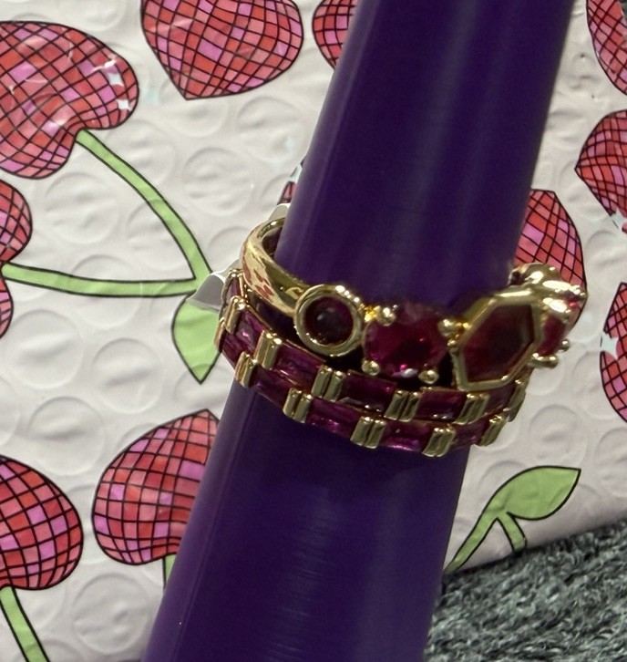 Bomb Party Lab Ruby Gold Plated Sz 7 *UNICORN* RG45898