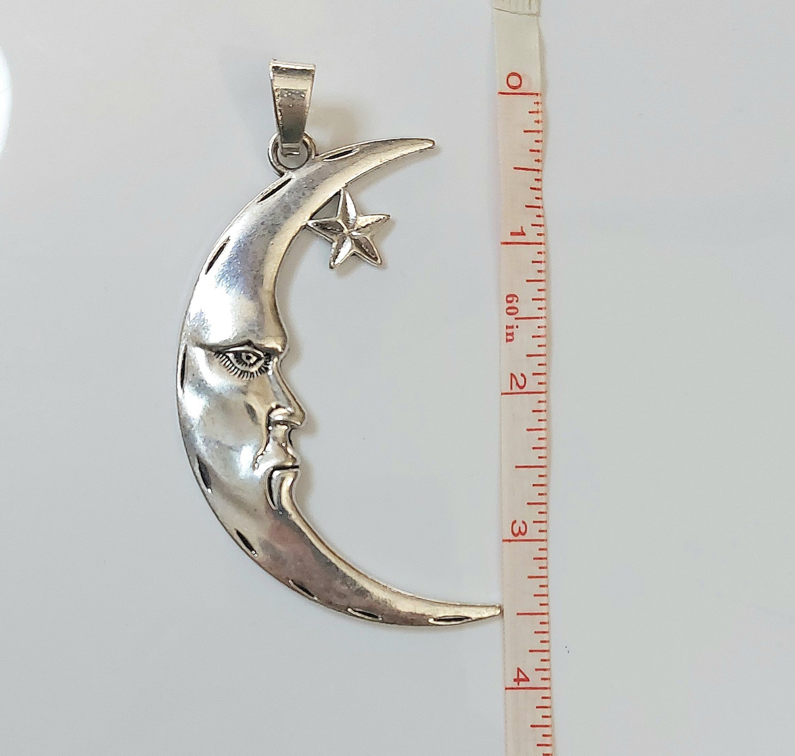 Large Silver Moon Necklace Pendant