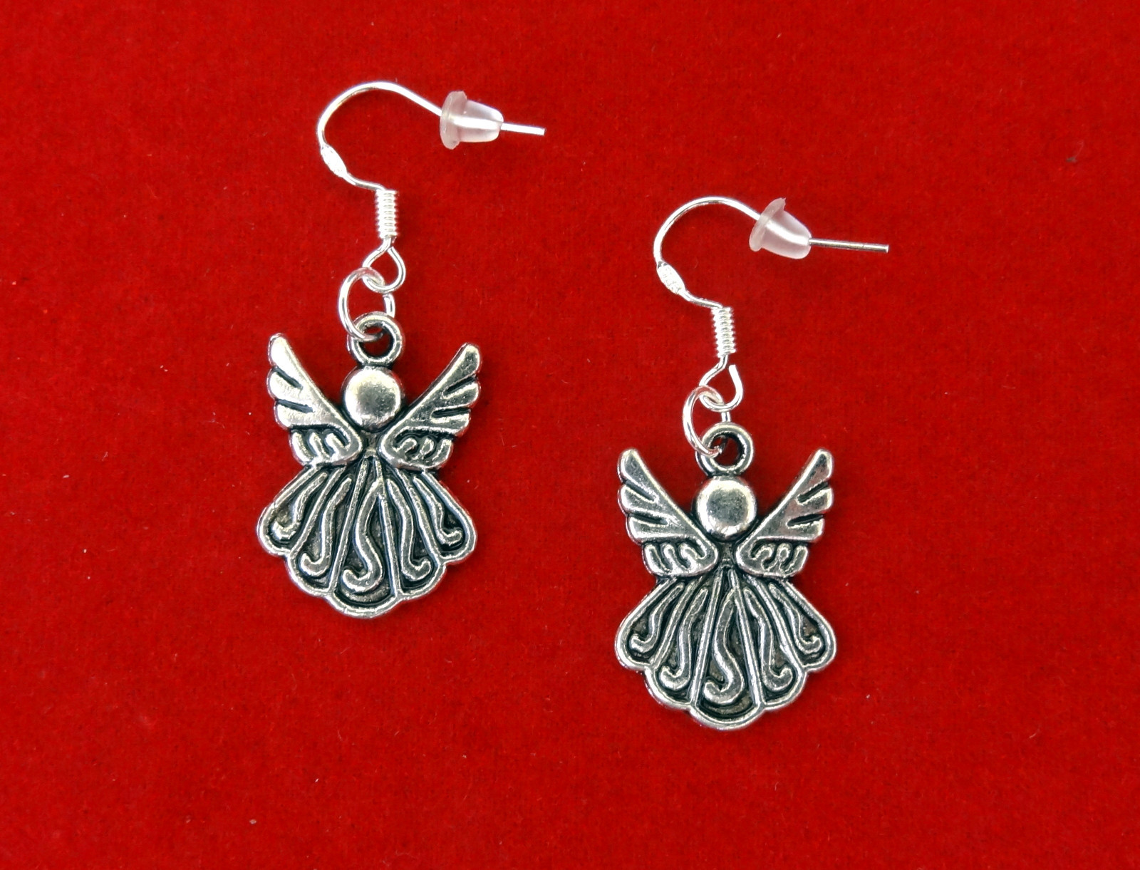 VINTAGE STYLE SILVER ANGEL EARRINGS~CHRISTMAS EASTER GIFT FOR HER~STERLING HOOK