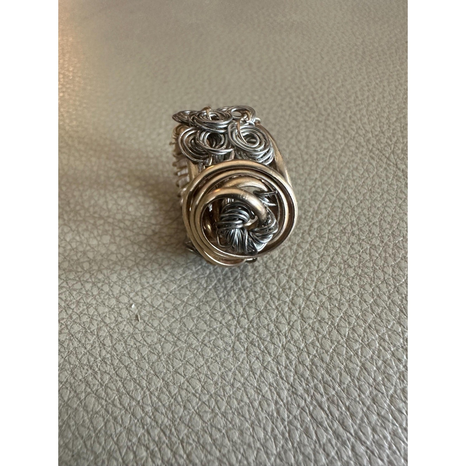 14k Gold Fill Wire ring with Fine Silver wire wrap Size 8
