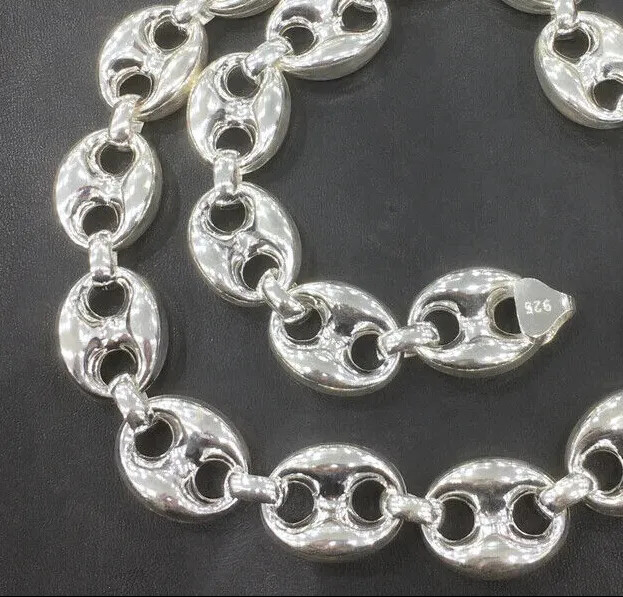92.5 Sterling Silver 3D Puff Mariner Anchor Chain Link Beads Size XS to XL
