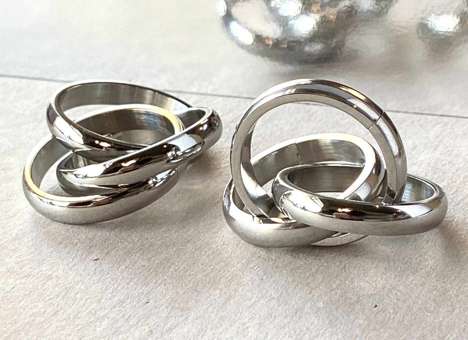 316L Stainless Steel Triple Roll Links Band Ring Size 5,6,7,8 (FL209)