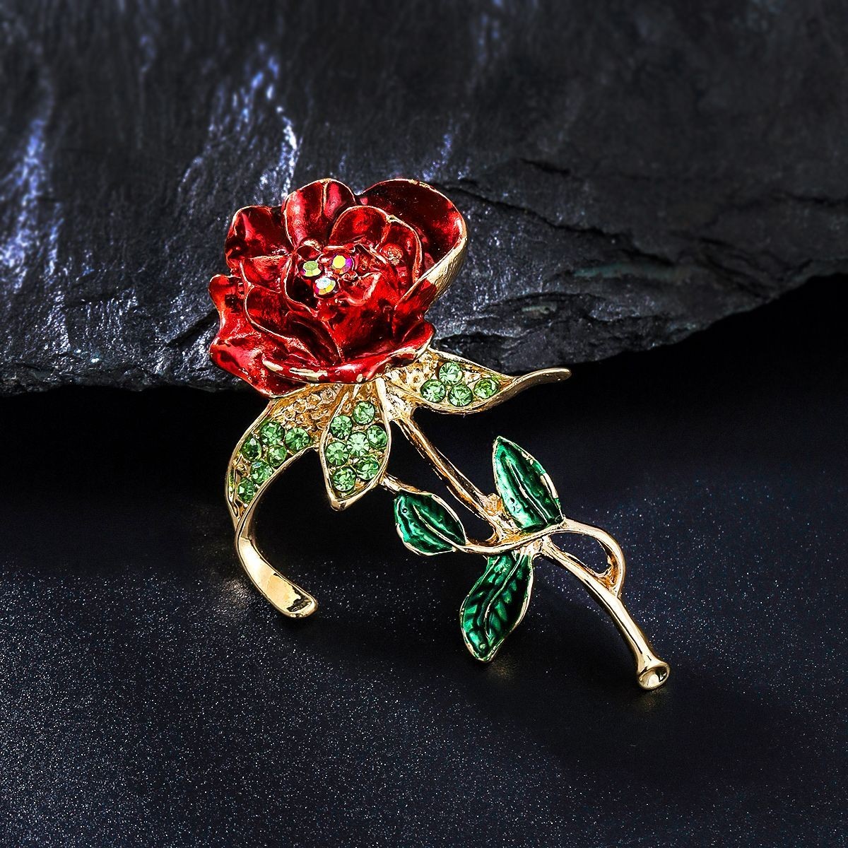 Fashion Rose Brooch Red Enamel Lapel Pin Women Bag Accessory