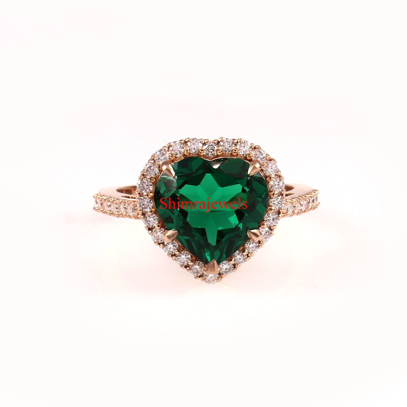 Lab Grown Emerald Gemstone With 18k Rose Gold Plated Silver Women’s Ring #1045