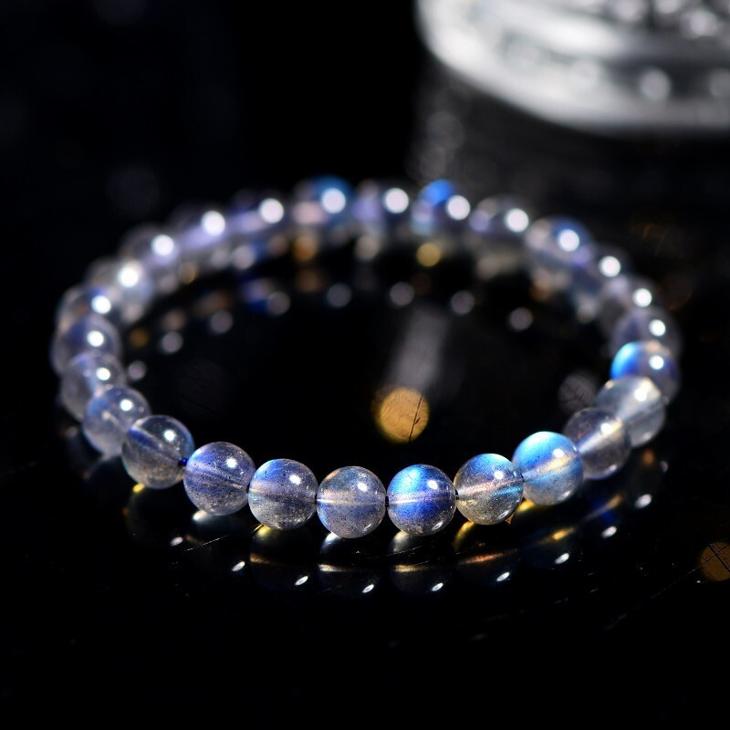 Handmade Natural Moonstone Elastic Stretch Bracelet – 7mm Round Gemstone Bead