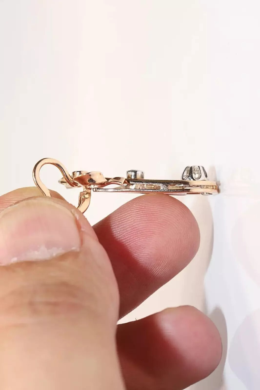 Round Cut Simulated Diamond Drop/Dangle Earring 14K Rose Gold Plated Silver