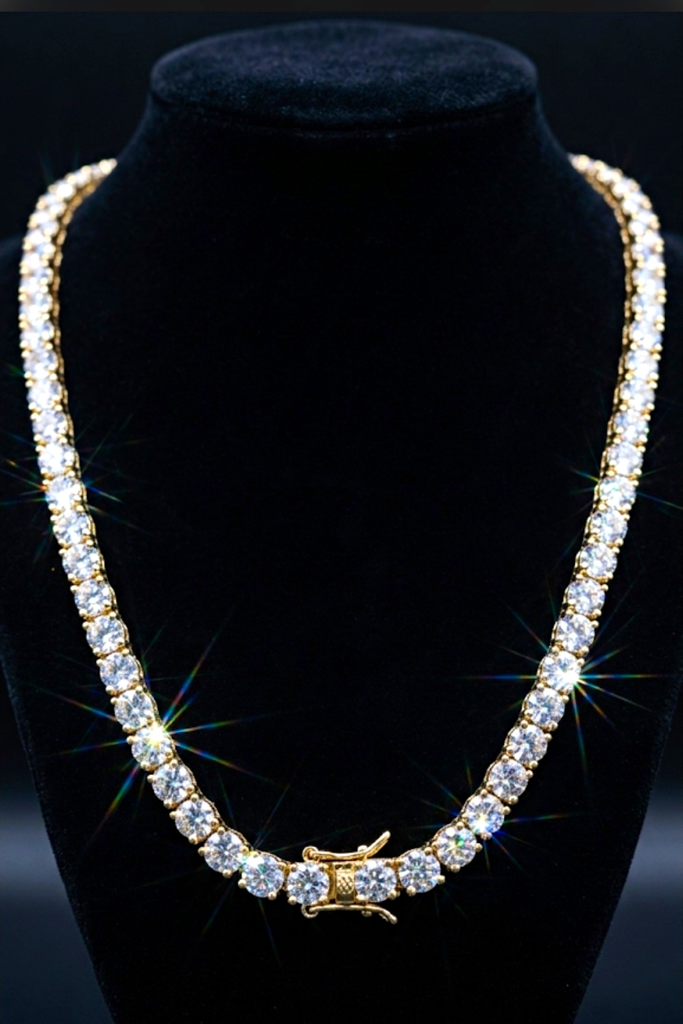 Stunning Iced Out Tennis Chain – High-Quality CZ Stones with 14K Gold Plating