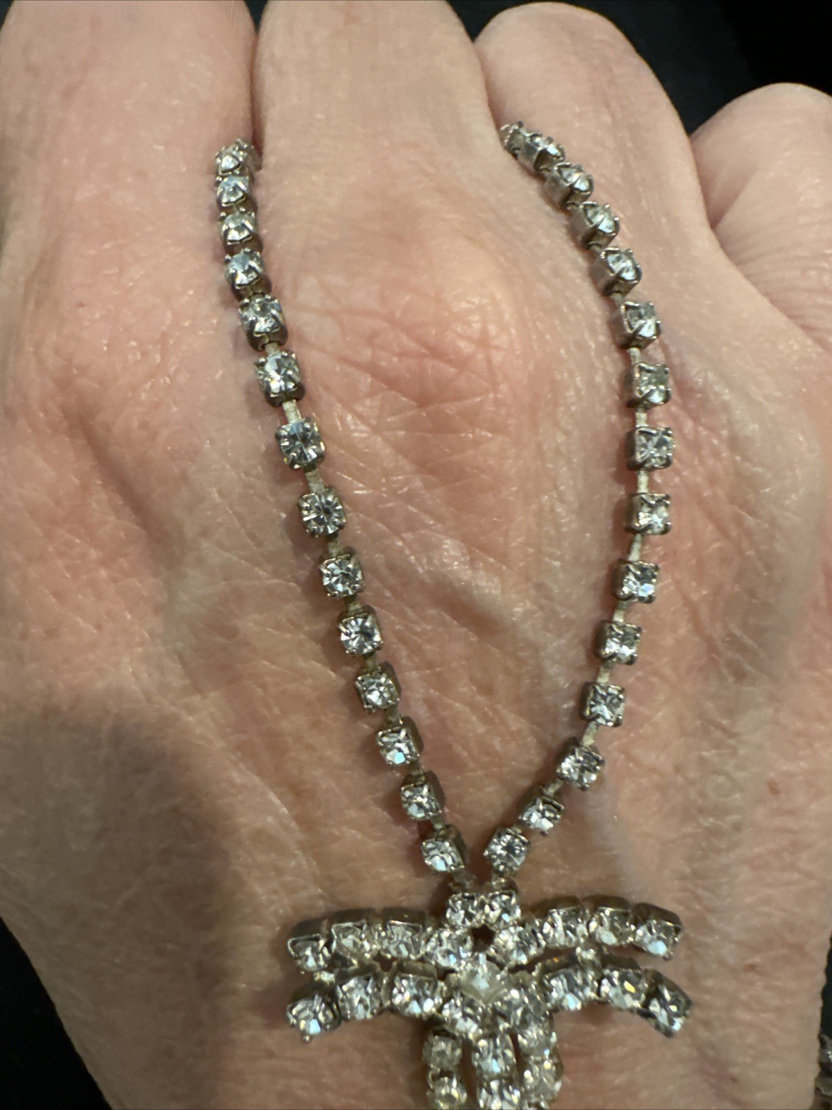 Rhinestone Slave Chain Finger Ring Hand Harness Bracelet Adjustable