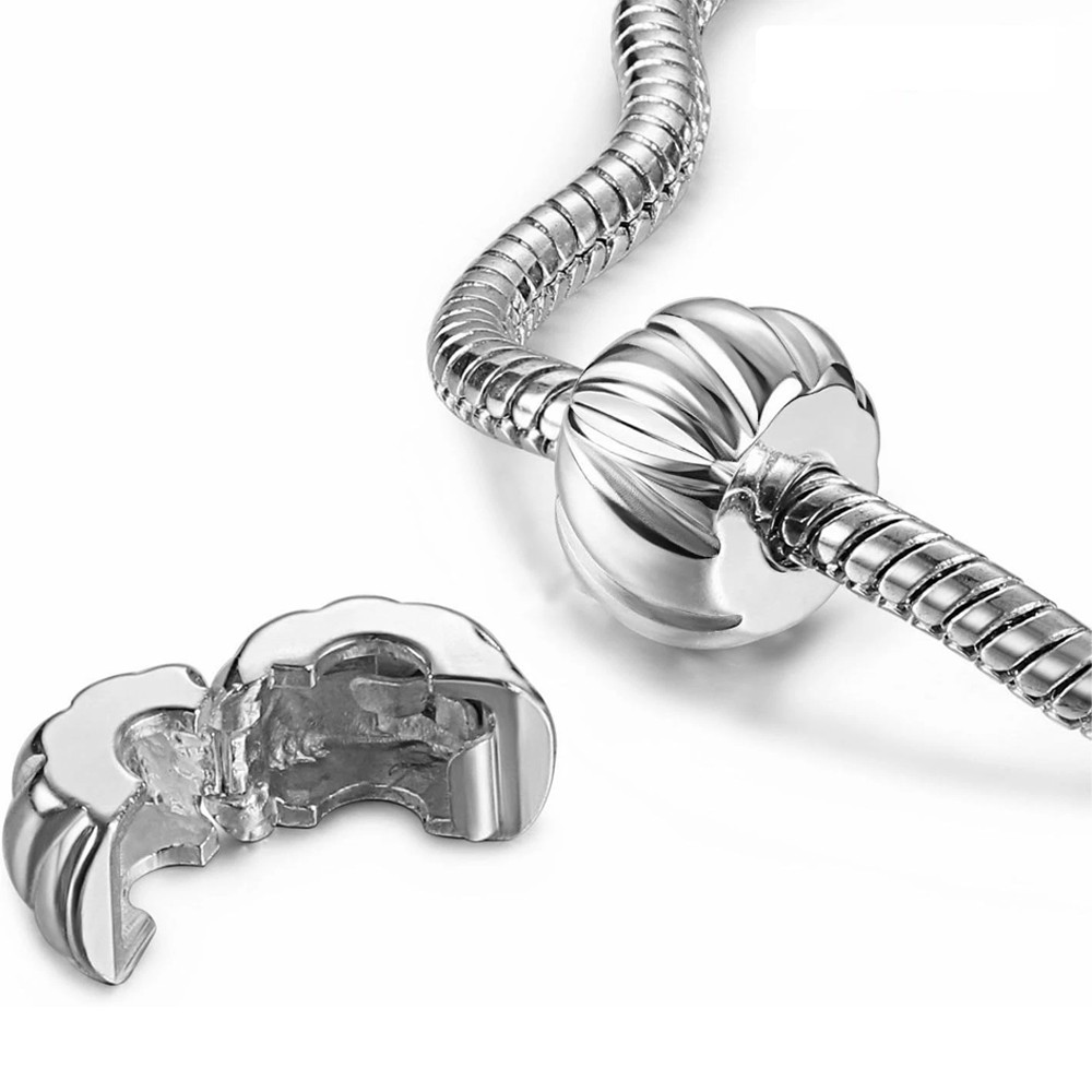 Clip Spacer Charm for Bracelet Clip Lock Stopper Bead Spacer European Beads 2Pcs