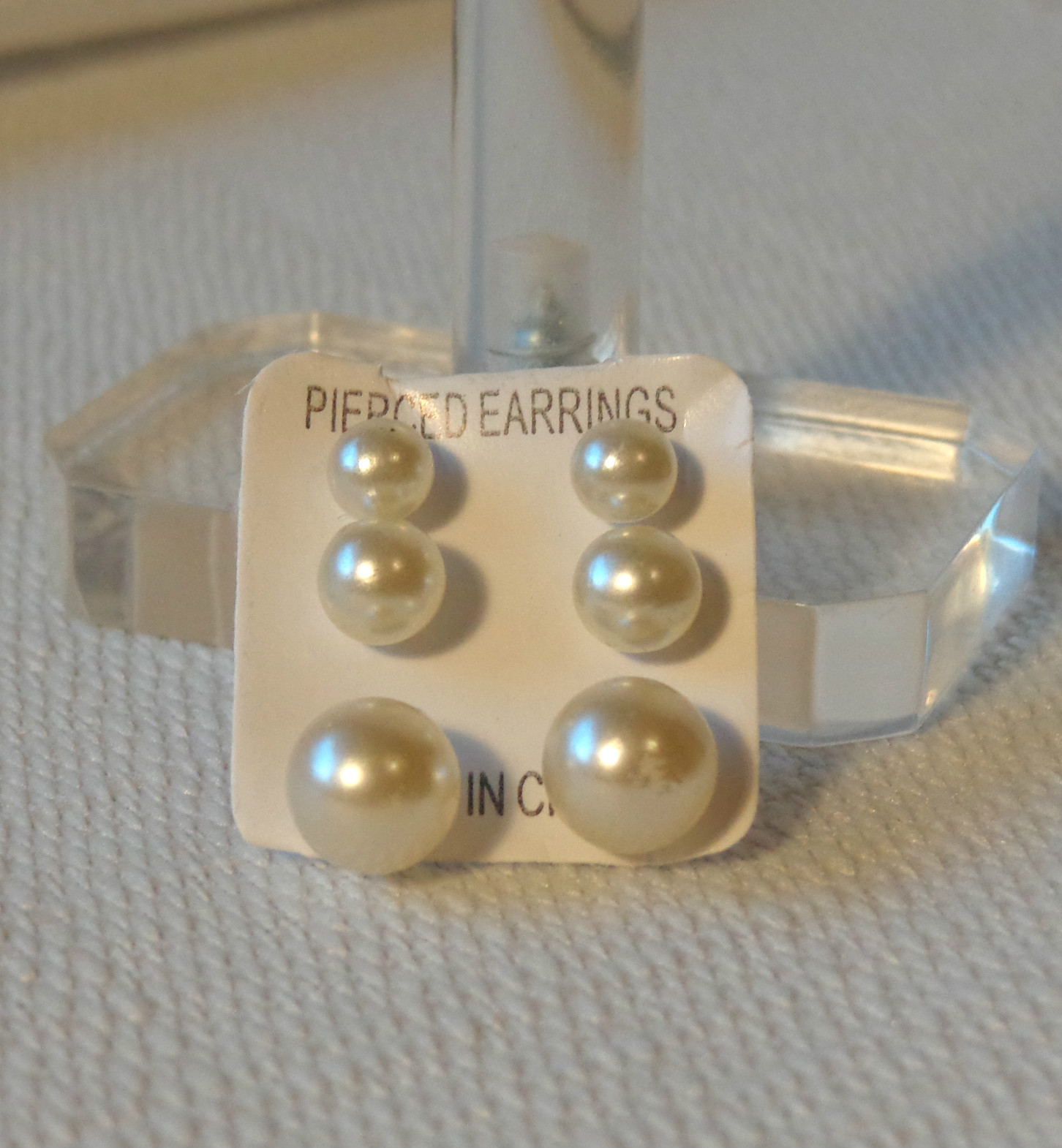 3 pair of SIMULATED PEARL EARRINGS ASSORTED SIZED APPROX 4 MM TO 2 MM STUDS