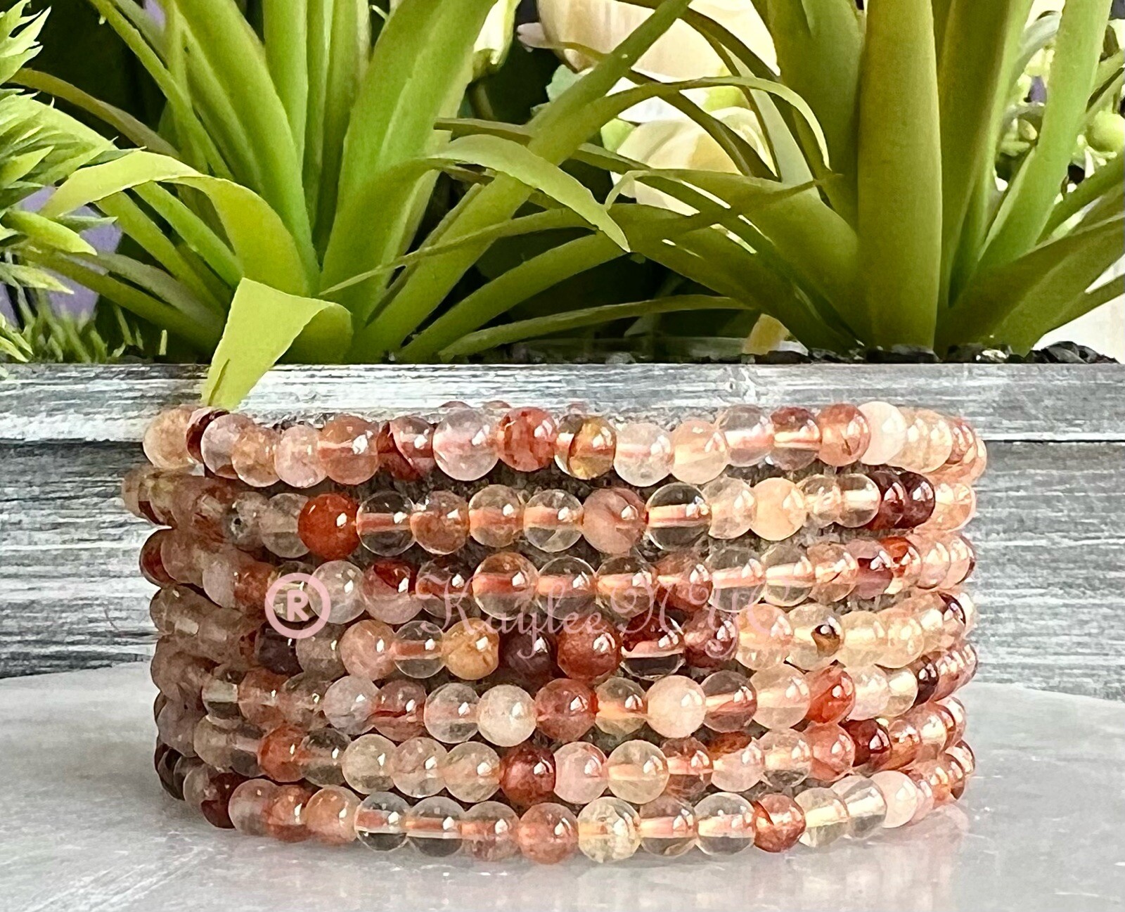 Wholesale Lot 6 Pcs Natural Hematoid 4mm 7.5” Crystal Stretch Bracelet