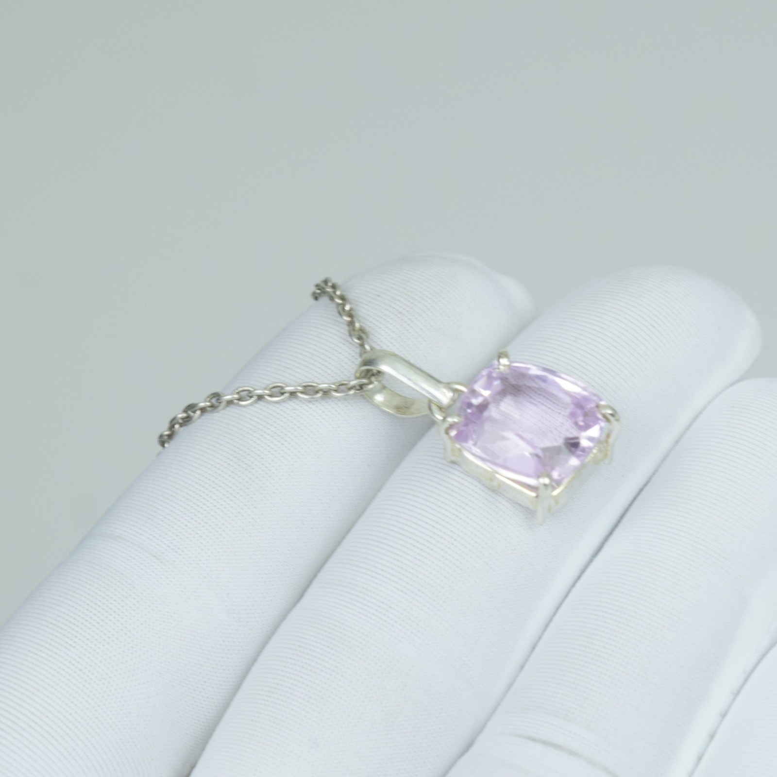 Beauty Pink Kunzite Pendant, 18Ct Vintage Jewelry, 925 Sterling Silver Necklace,