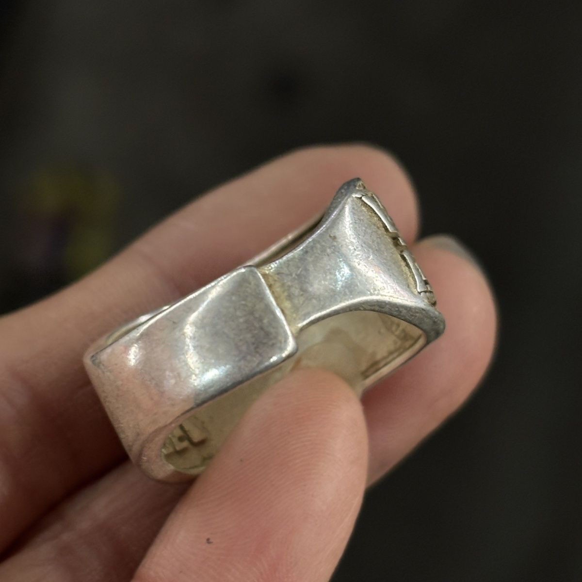 Antique Double Happiness Ring Folk Collection Copper Miao Silver Adjustable Ring