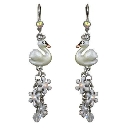 KIRKS FOLLY Swan in the Snowflakes Leverback Earrings – silvertone