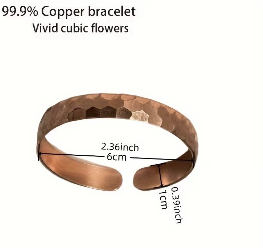 Copper Bracelet 99.9% Purple copper Size 2.36inc/6cm