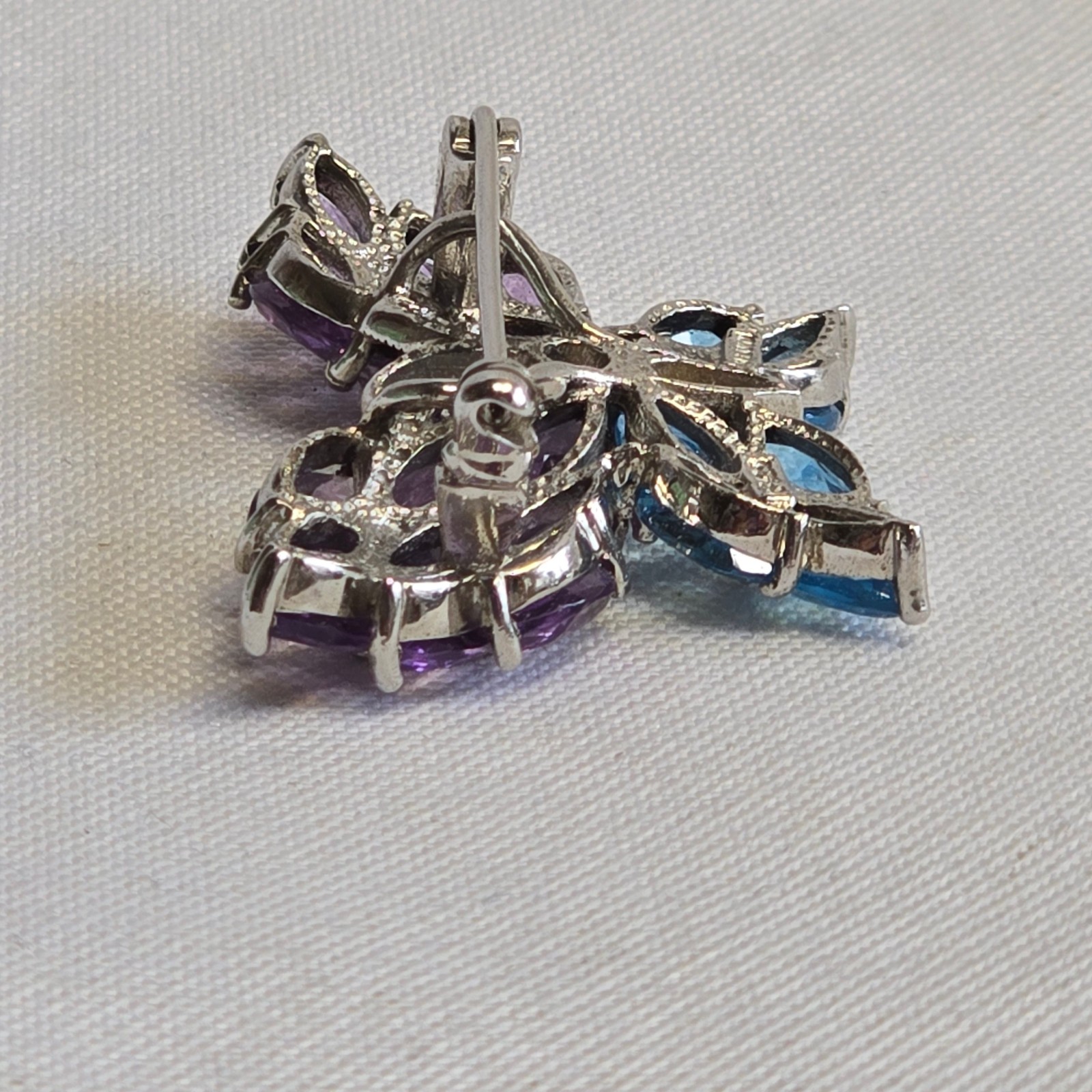 Sterling Silver Pin / Pendant Combo 13.1g Fine Jewelry Multicolor Stones *READ*