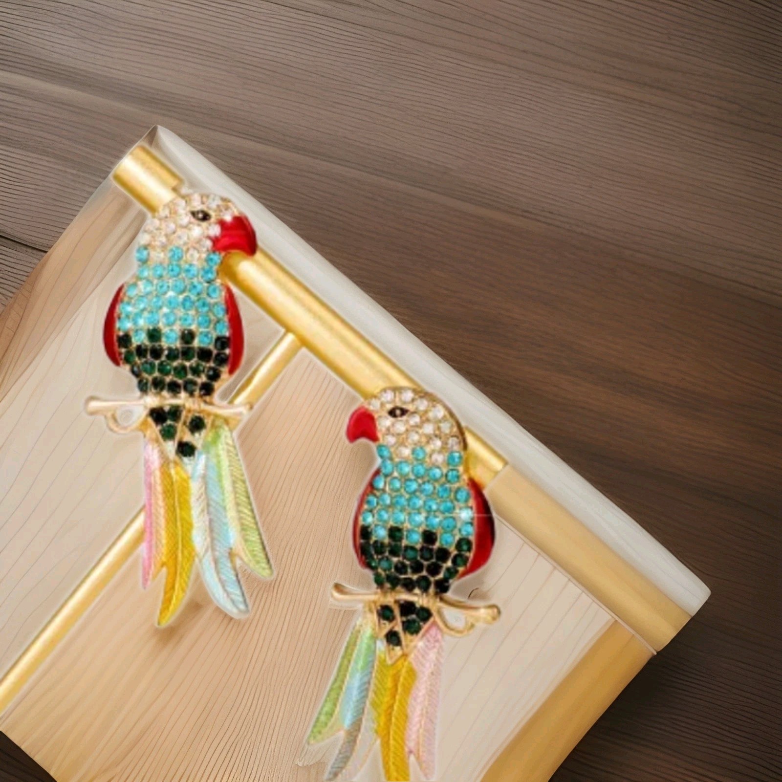 Stunning Colorful Crystal Parrot Earrings Stud, Silver, Gold,rosegold Plated.