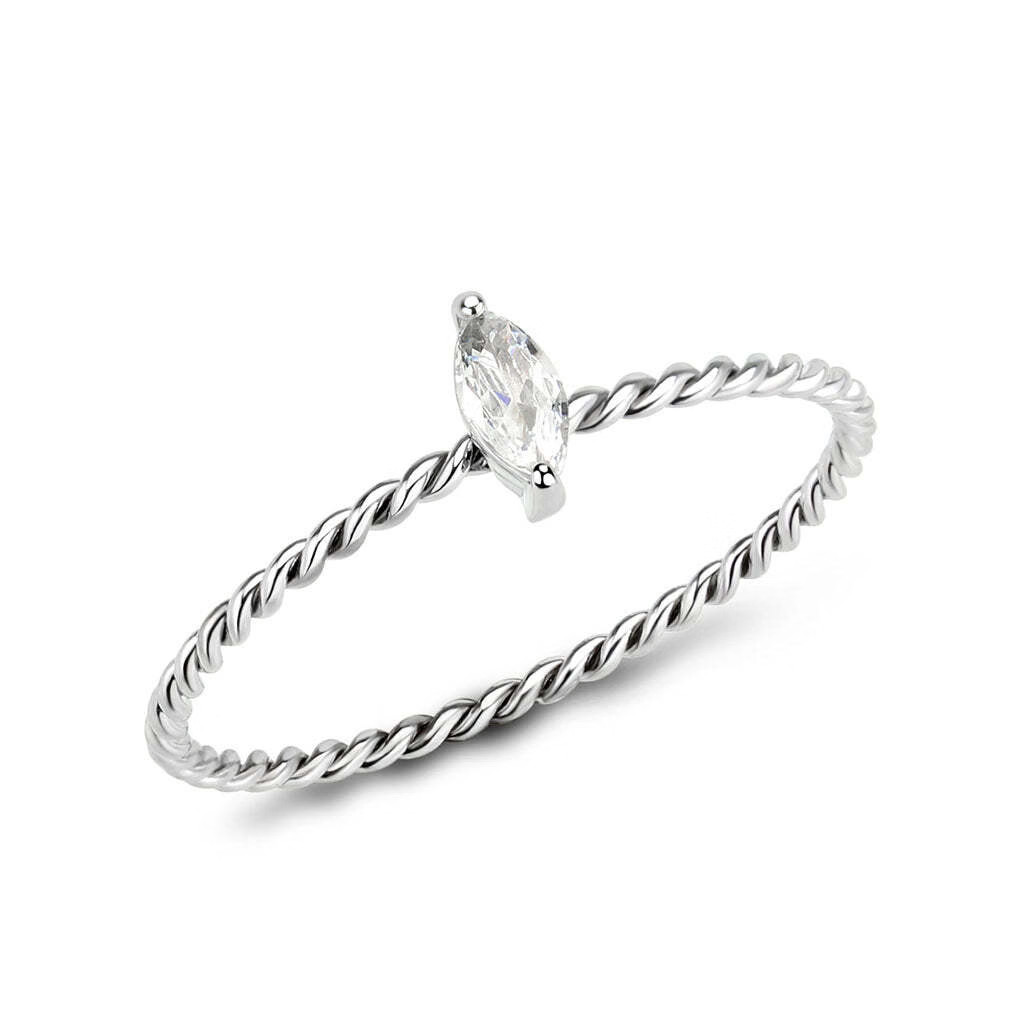 TK3860 – High polished (no plating) Stainless Steel Ring with AAA Grade CZ in Cl