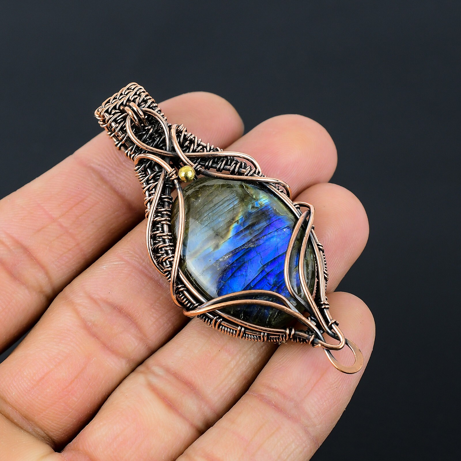 Labradorite Copper Wire Wrapped Pendant Jewelry Festival Gift CCP-002