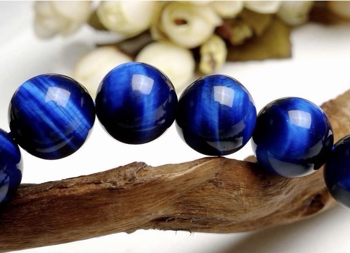 Blue Bracelet Is Handcrafted Of 10mm Natural Blue Tiger’s Eye Gemstones