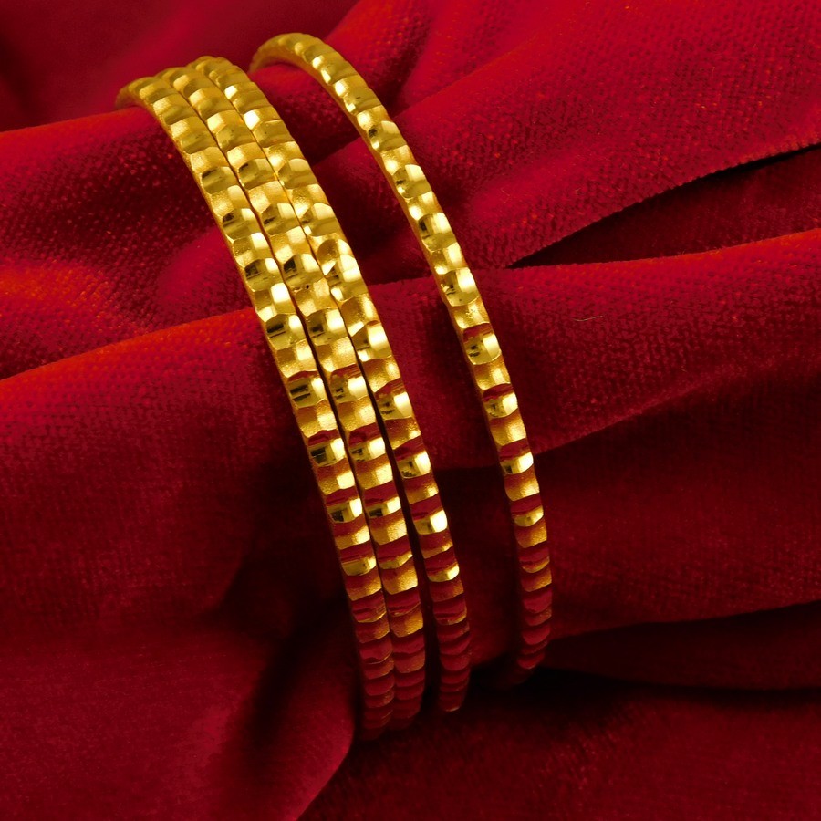 22K Gold Plated Bangle for Women 4 PCs Bracelet Women Ethnic Fashion Jewelry
