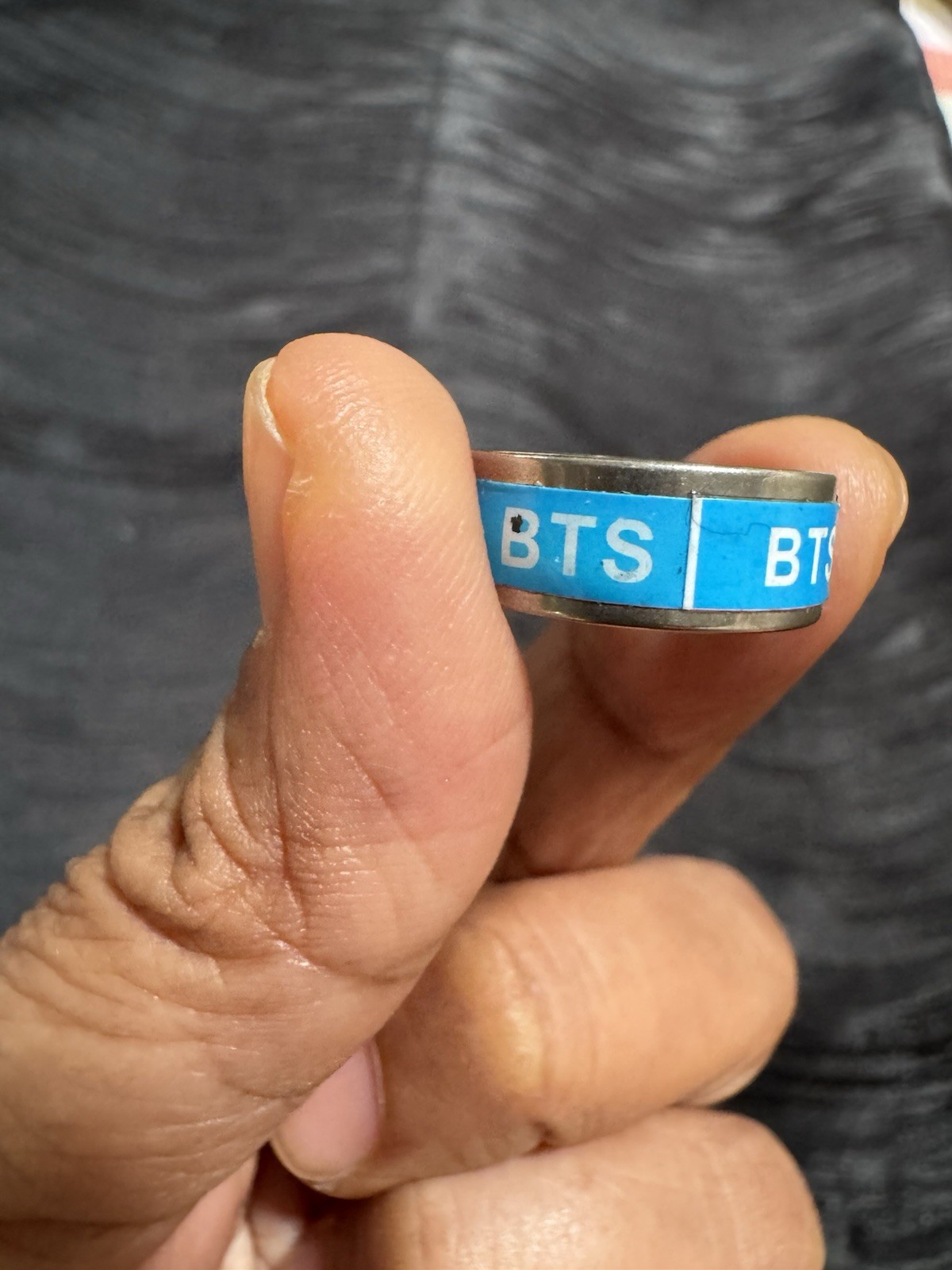 BTS K-pop ARMY Blue/Silver Stainless Steel Ring Band Fan Jewelry Size 4