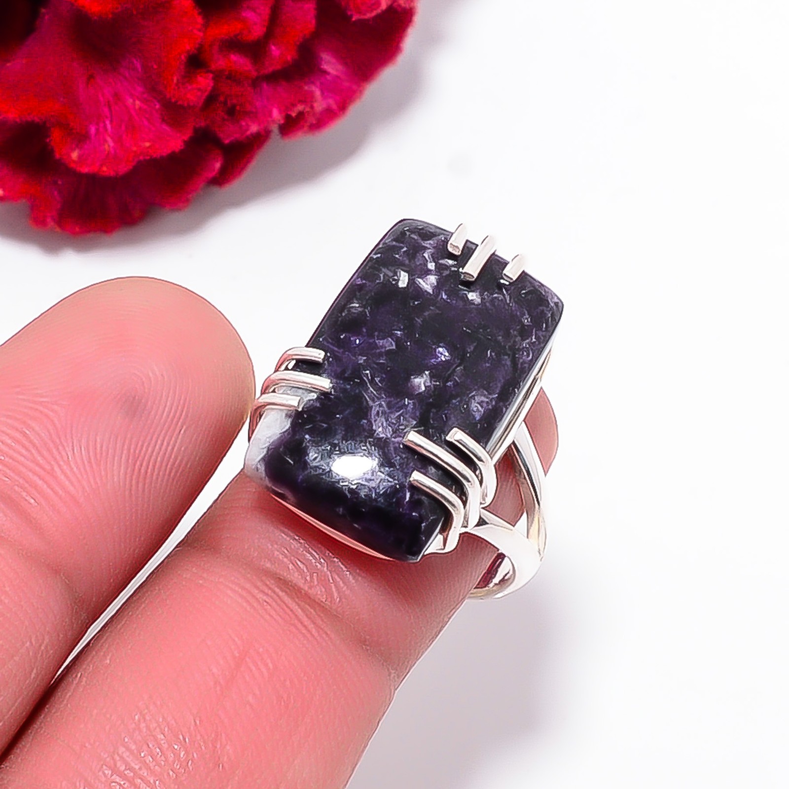 Lepidolite – San Diego Gemstone 925 Sterling Silver Ring S.8 R102545