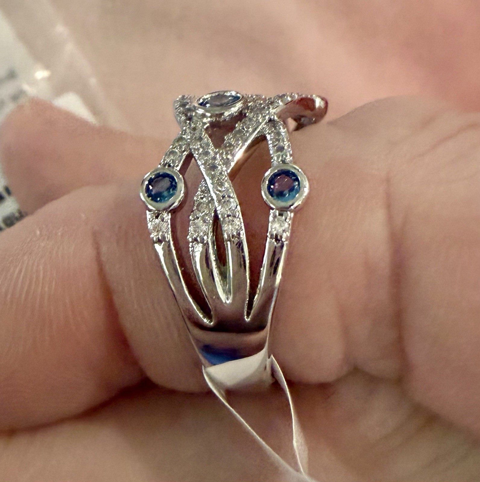 RBP6335 Orbs of Dreams, Aqua Blue Spinel, Rhodium Pl. Sz 10, I Will Bundle!!