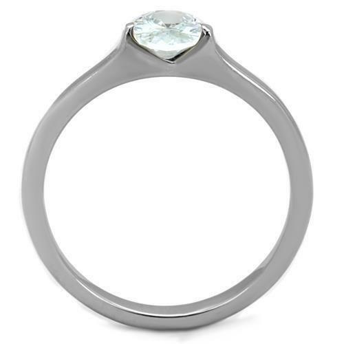 TK1762 – High polished (no plating) Stainless Steel Ring with AAA Grade CZ in