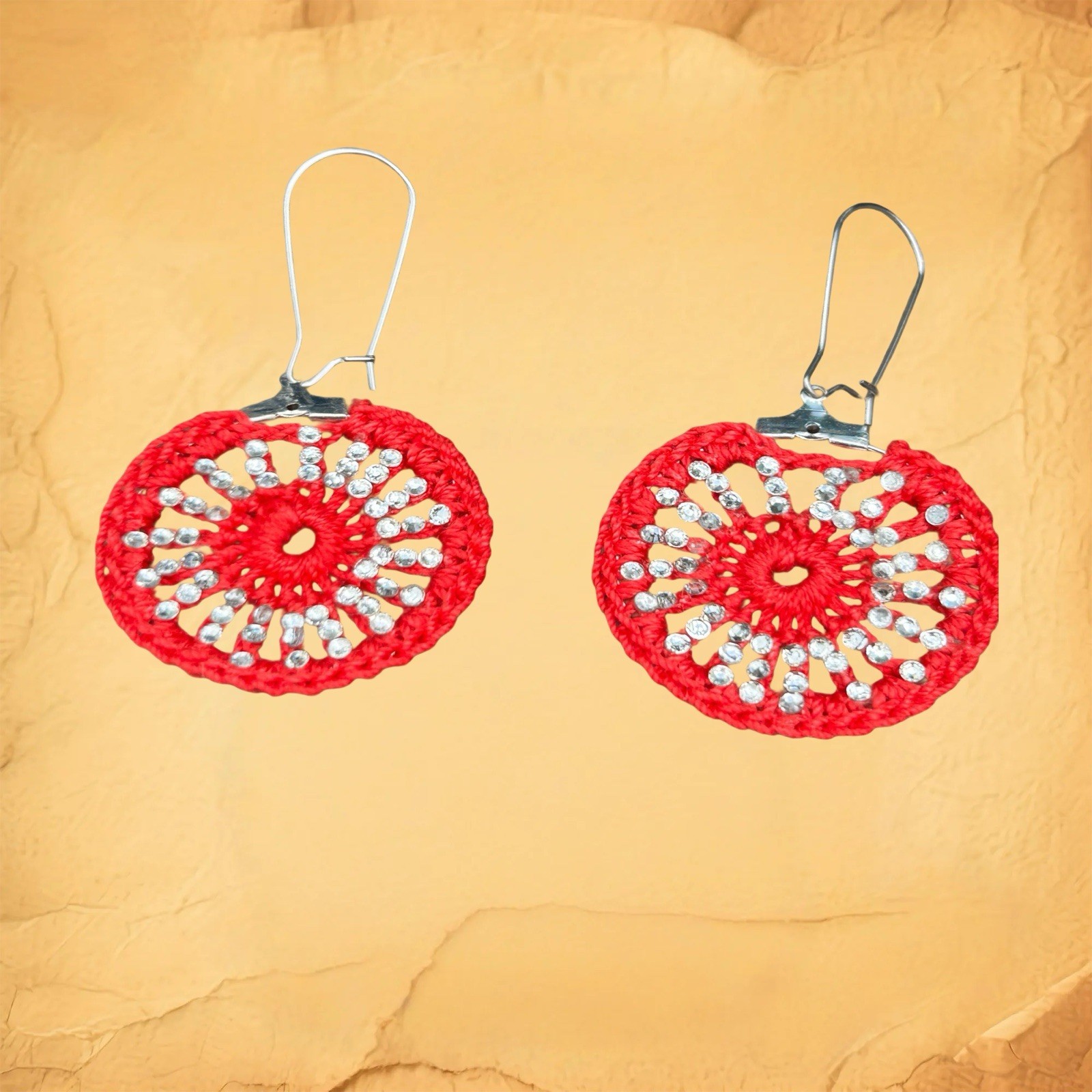 Icy Boho Earrings New Surgical Steel Ear Wire In Red