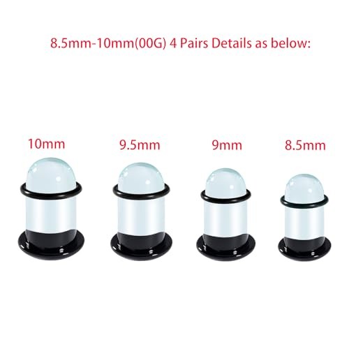 Glass Ear Stretching Kit 0.5mm Increment Gauges 16G – 00G 8.5mm-10mm Black