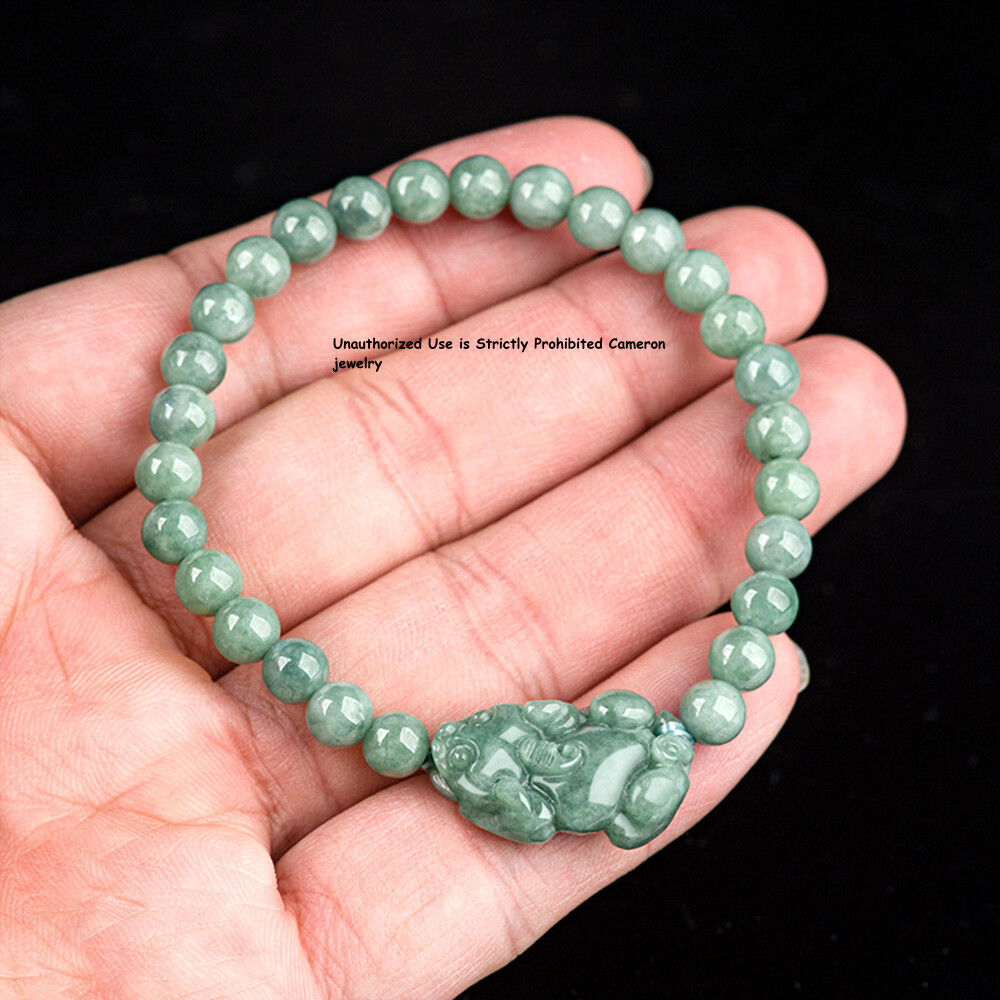 Real Grade A 100% Natural Green Jade Jadeite Men Women Lucky Pixiu Beads