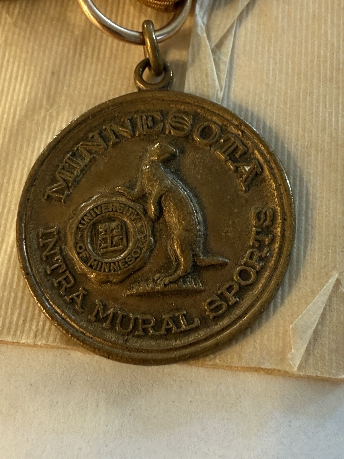 1939 Minnesota Jostens Pio Hall INTRA MURAL Sports Medal bronze Ribbon MEDAL