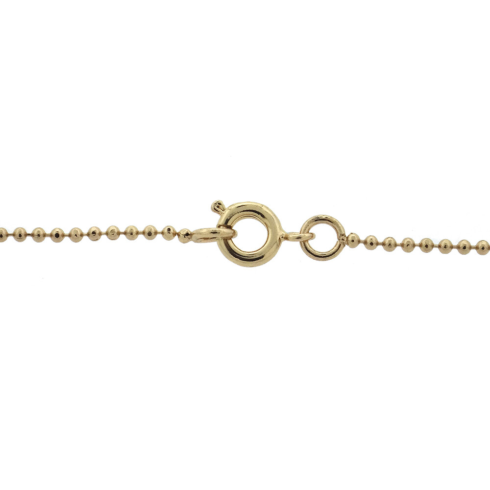 18K Gold Plated 1.2mm Diamond-Cut Bead Chain Necklace, 20″