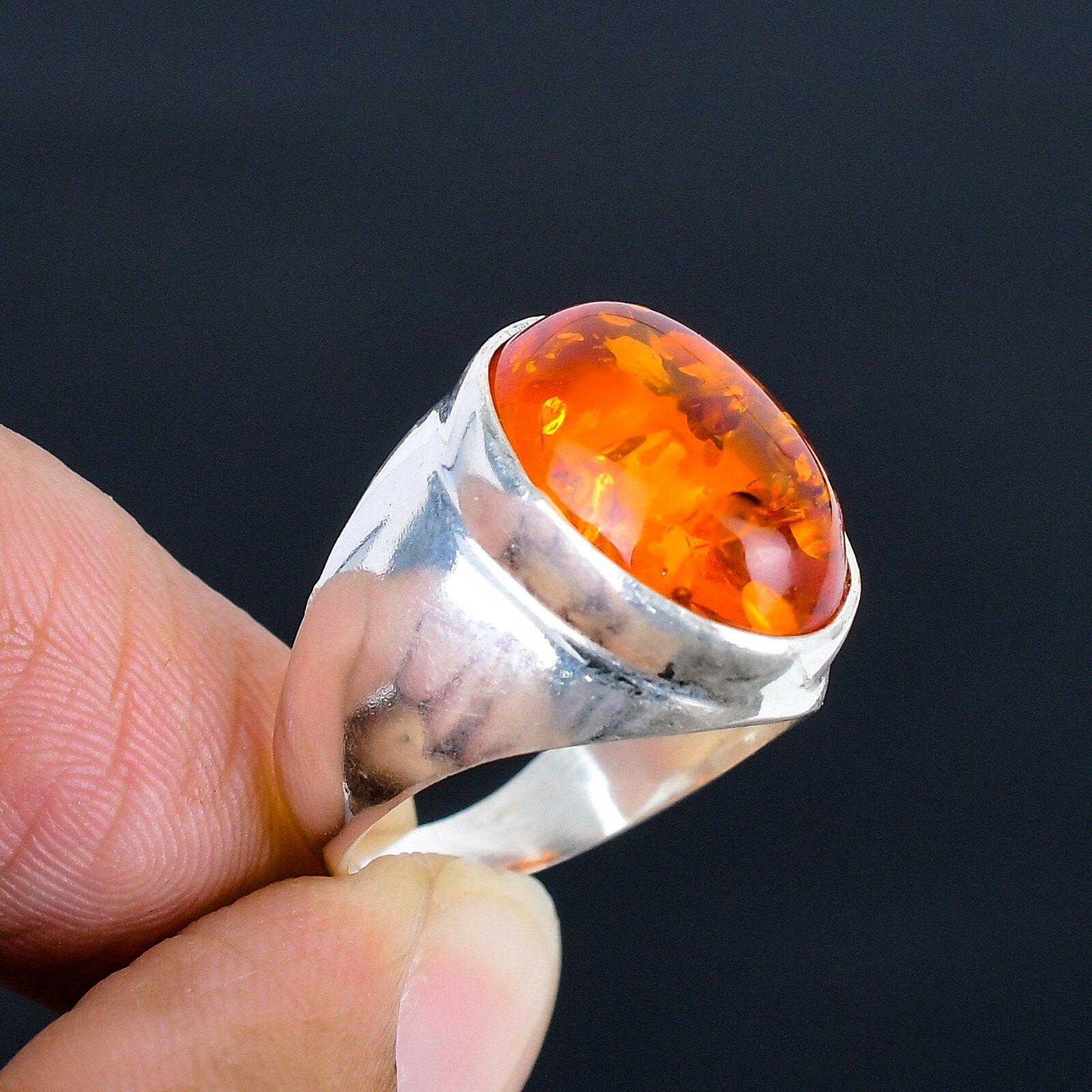 Baltic Amber Gemstone Handmade Man’s Ring Jewelry Gift For Her LG-1129