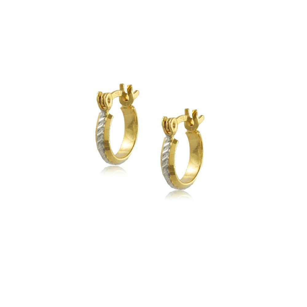 18K Gold Plated Round Hoop 2 tones Earring diam 11mm/0.5in width 2.5mm/0.1in