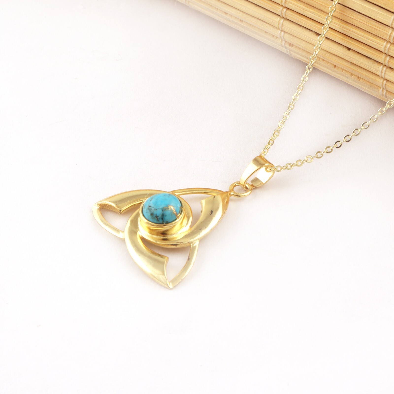 Good Quality Copper Turquoise Gold Plated Lobster Pendant Necklace Wedding Gift