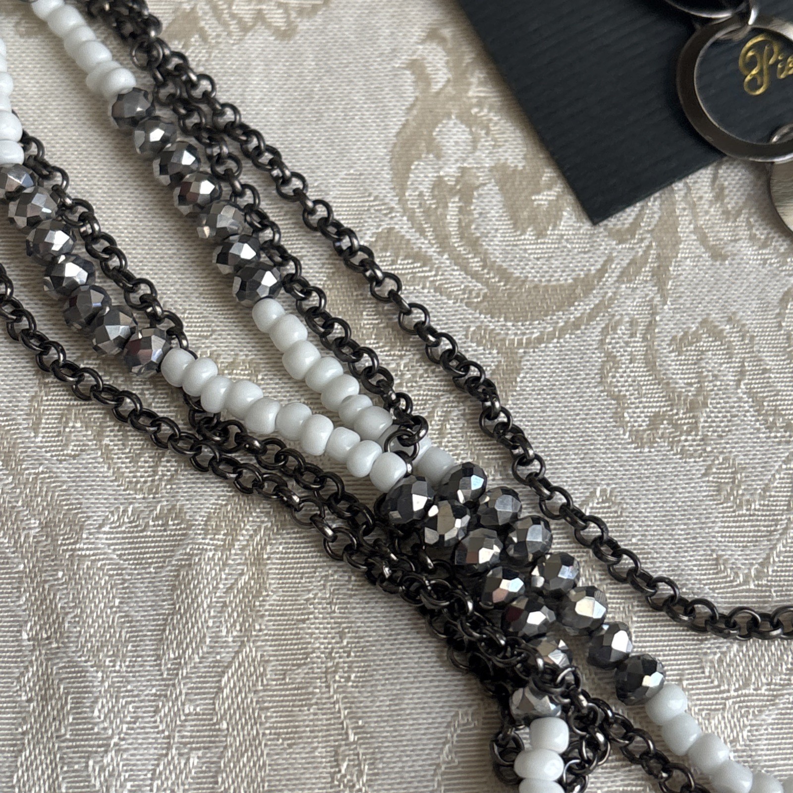 Park Lane Chic Earrings Hematite Tone Interlocking Circles & Unsigned Necklace
