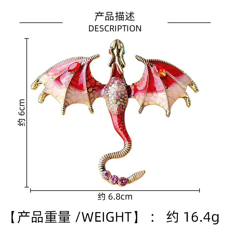 1pc Dragon Brooch Pin Enamel Crystal Animal Badge Jewelry Gift – Animal Pins