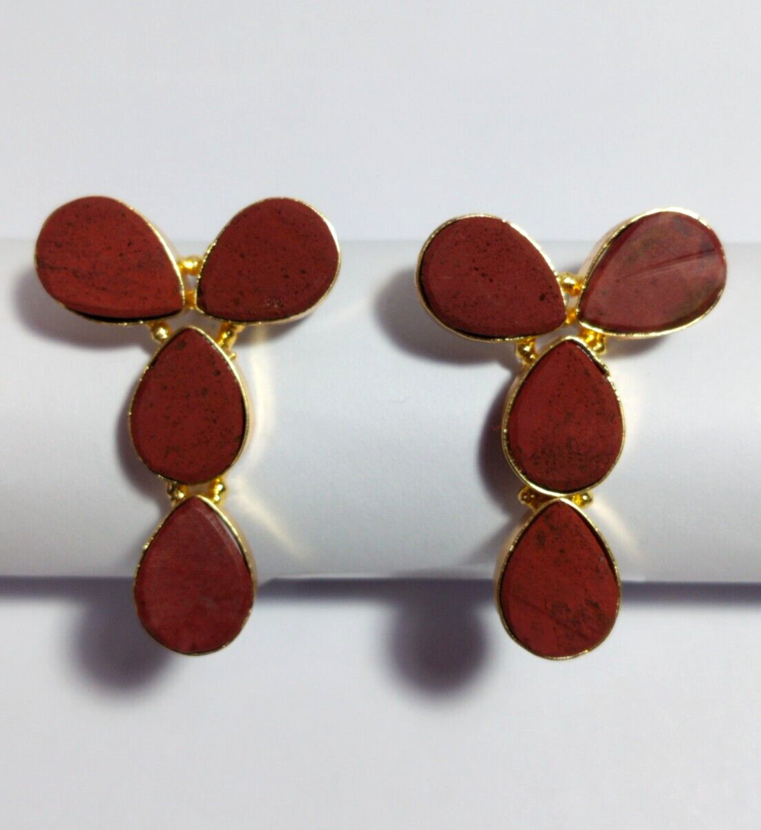 Natural Multi Color Stone Rough Earrings Gold Plated Earrings Birthstone Earring