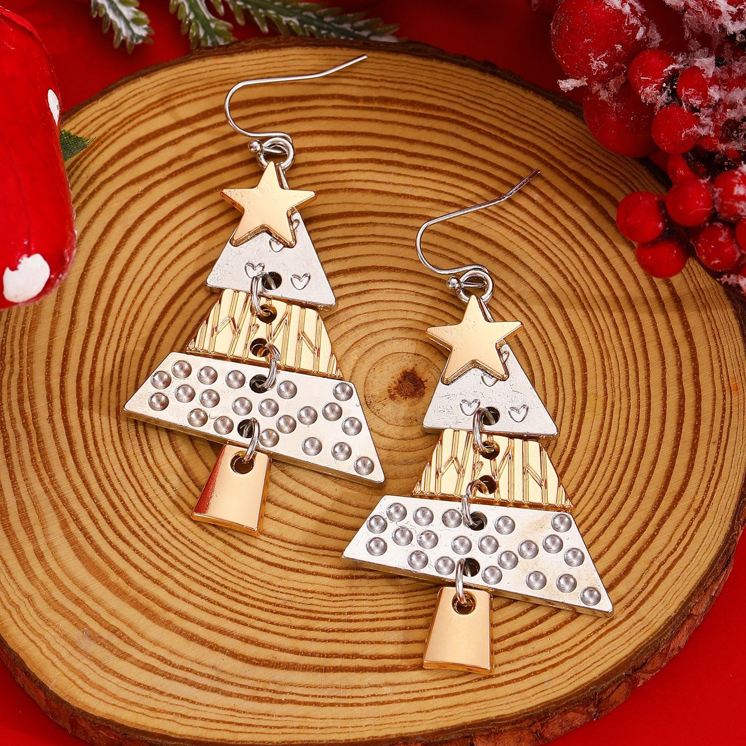 Fashion Alloy Christmas Tree Earrings Drop Dangle Women Party Jewelry New