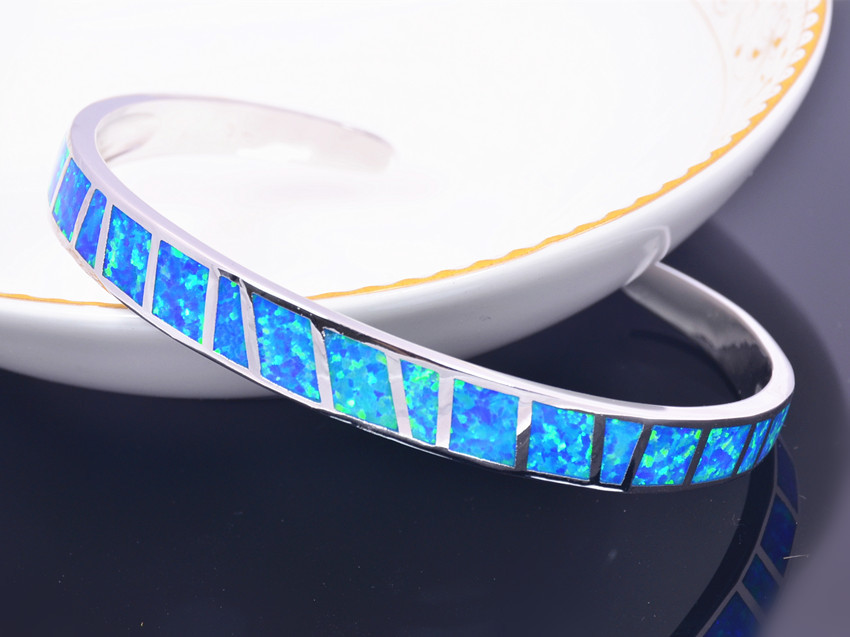 Kivony Fashion Fine Blue Fire Opal Bangles 925 Sterling Sliver Jewelry For Women