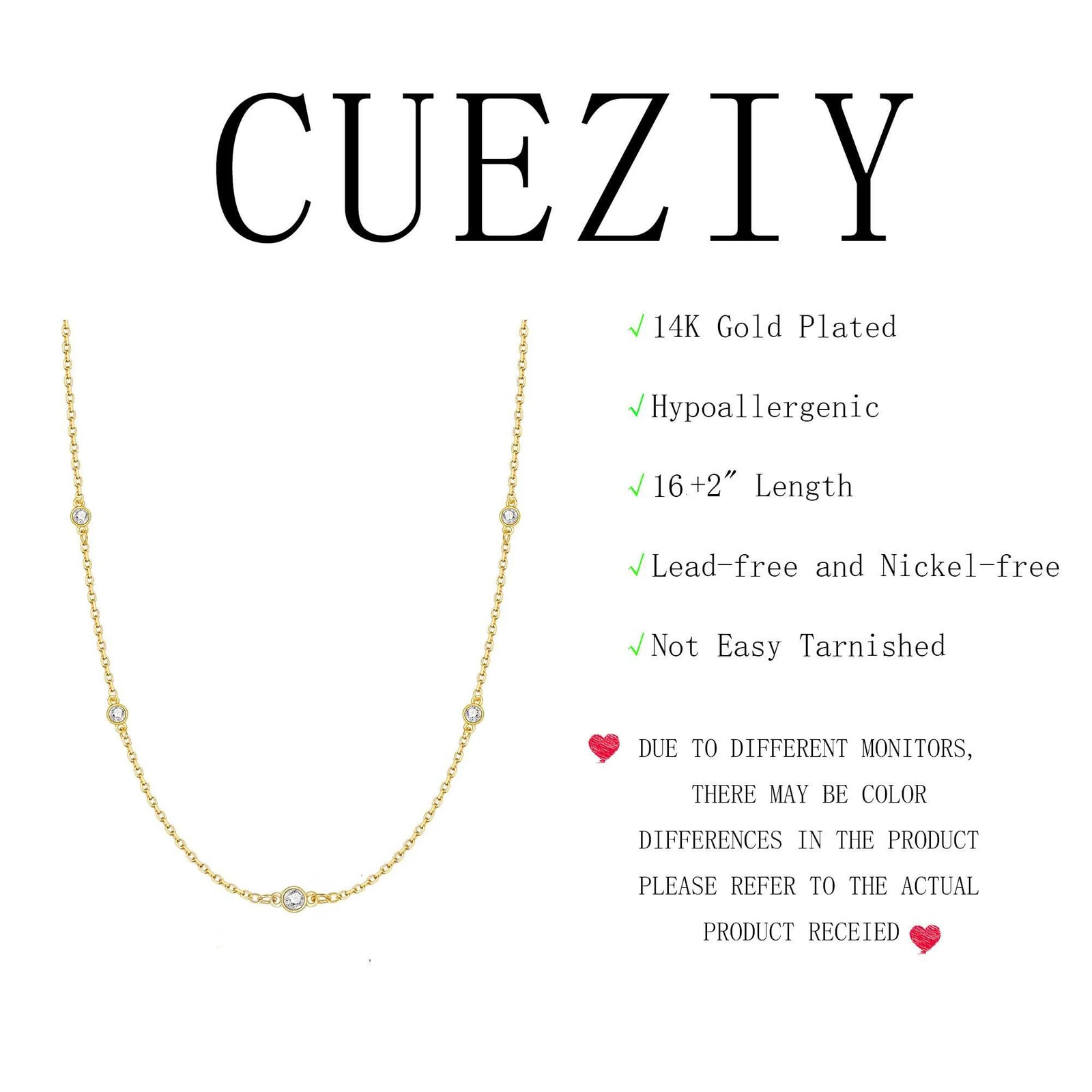 Dainty CZ Station Necklace – Gold & Silver Layering Choker for Women