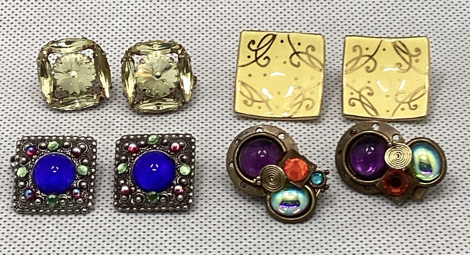 Variety Lot of 14 pairs Clip-On Earrings Mixed Materials Multicolor Dangles Nice