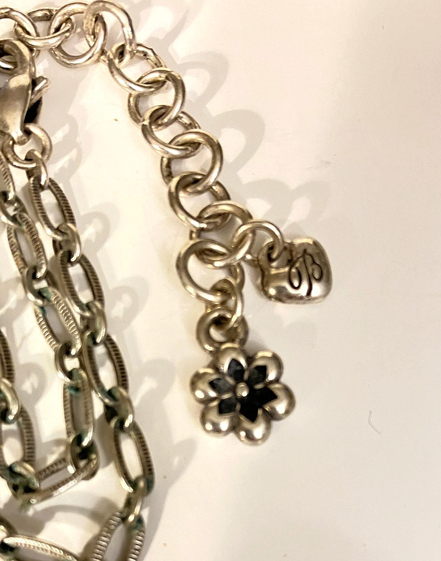 Brighton Cutout Flower Filigree Oval Pendant Necklace Textured Chain Retired