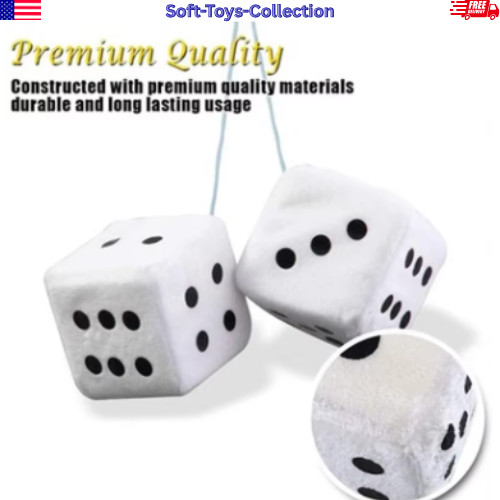 2PCS Fuzzy Dice Car Mirror Hanging Ornament Auto Interior Decor Gift